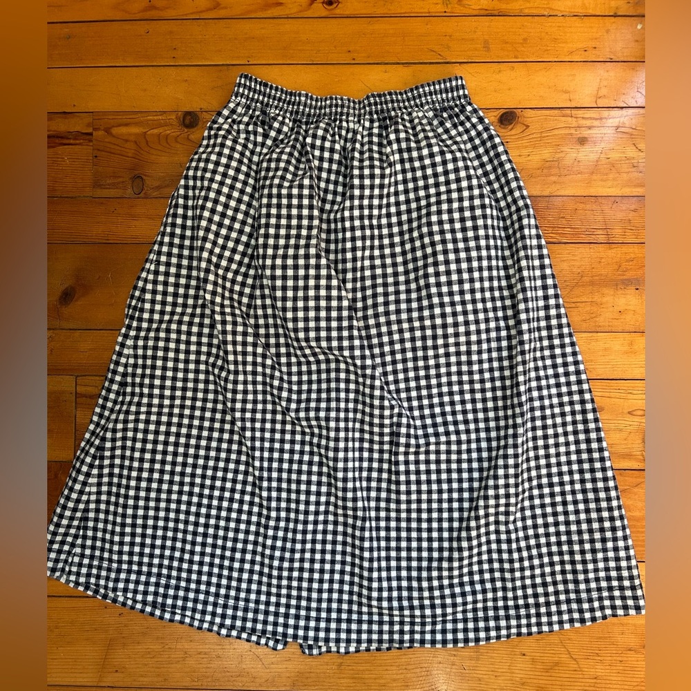Gingham Button-Front Midi Skirt - Blue/White - Picture 4 of 7